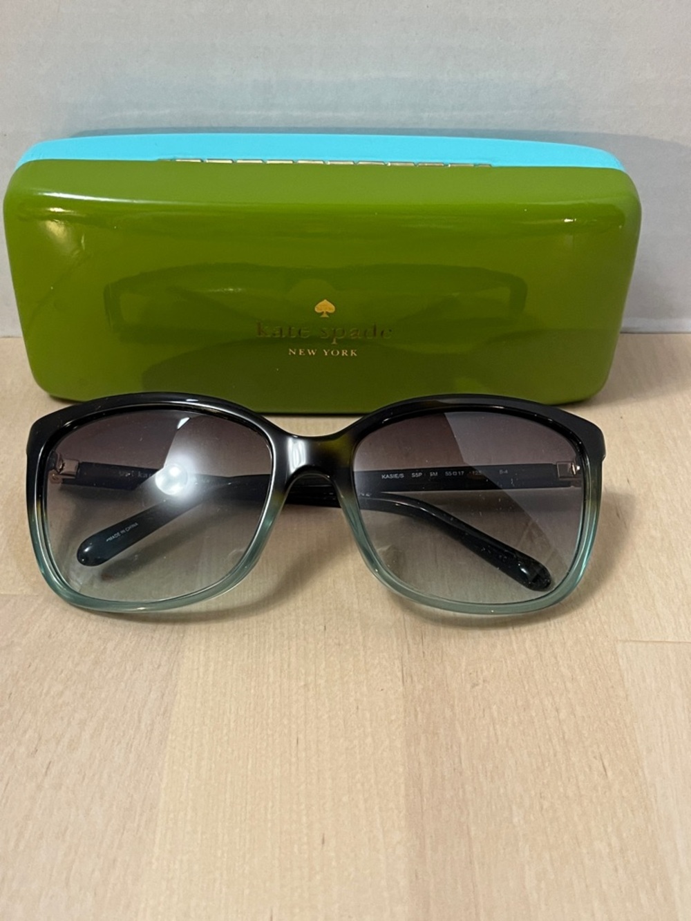 Kate Spade Kasie Brown Tortoise Shell & Aqua Sunglasses - Women’s Small w/ Case
